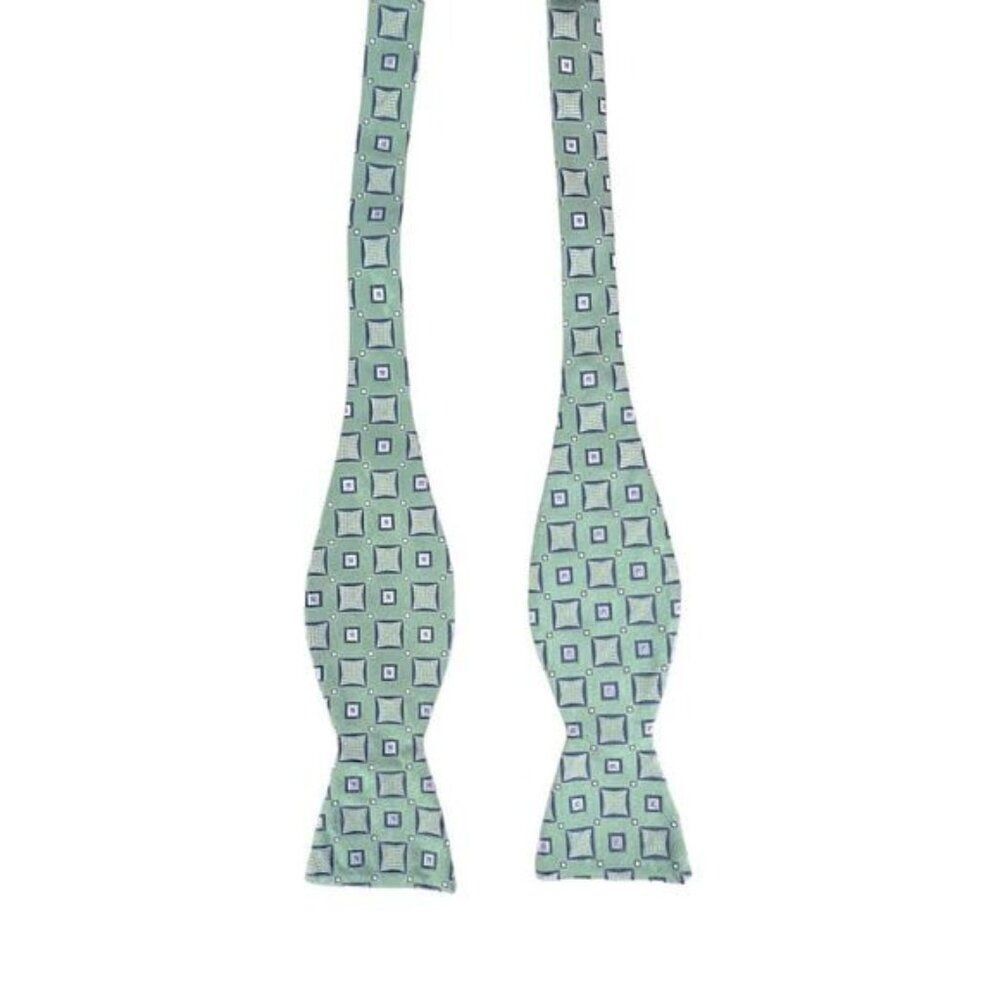 JOS A BANK MENS SILK BOW TIE LIGHT GREEN WITH DESIGN